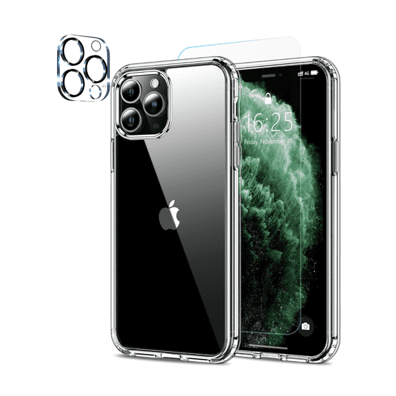3-in-1 Entronix Bundle for iPhone 11 Pro Max, Slim Clear Case 1 Screen Protector 1 Camera Lens Protector