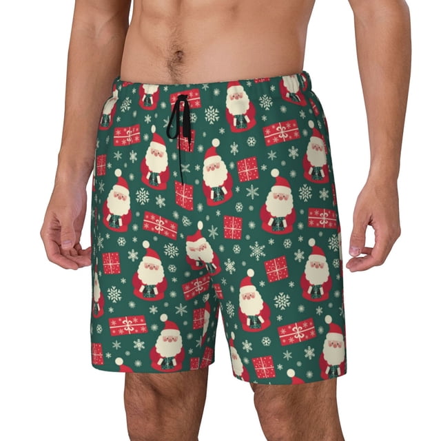 Fotbe Santa Claus Traje de Baño para Hombre – Shorts de Natación de Secado Rápido con Forro y Bolsillos-XX-Large