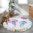 thumbnail image 4 of Round Area Rug 4ft,Sea Jellyfish Colorful Coral Washable Carpet Non-Slip Runner Accent Rugs Indoor Floor Mat for Bedroom Living Room Decor,Ocean Shell Starfish, 4 of 9