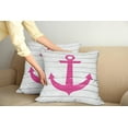 thumbnail image 2 of Ambesonne Nautical Throw Pillow Cover 2 Pack, Rustic Wooden Planks, 18", Pink and Off White, 2 of 7