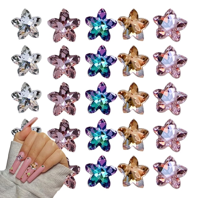 25 piezas de estrellas de mar, diamantes de imitación, piedras preciosas para uñas y accesorios brillantes para uñas.