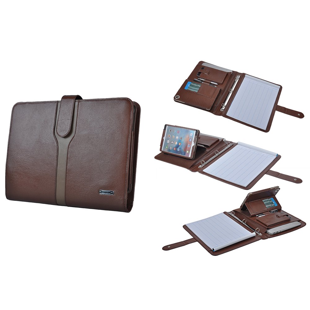 Professional Leather 3Ring Binder Portfolio for iPad Mini 4 and Letter Paper