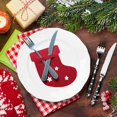 thumbnail image 3 of Bolsa de cubiertos con calcetín navideño, juego de cubiertos con calcetín navideño, suministros de decoración para mesa de fiesta de Navidad, 12 Uds., 3 of 5