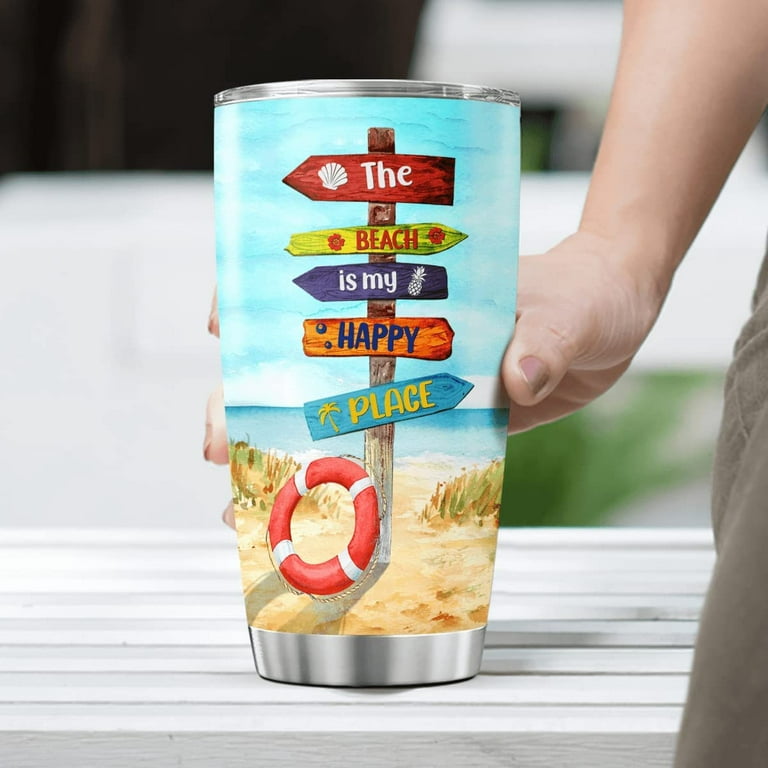 Tumbler With Lid Beach 20oz Stainless Steel Vacuum Insulated Coffee Cup  Funny Sayings Mug Double Wallled Drinking Glass Travel Mugs Birthday Gifts  For Family Summer Lovers - Walmart.com