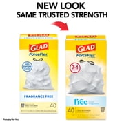 Glad ForceFlex 13-Gallon Drawstring Tall Kitchen Trash Bags, 40 Bags