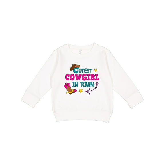 Inktastic Cutest Cowgirl in Town with Cowgirl Hat and Boots Toddler Sweatshirt