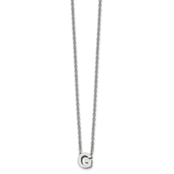 Stainless Steel Cable Name Initials Necklace Chain Polished Letter G 18in w/2in ext 20 inch