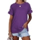 thumbnail image 1 of Fiudx Ofertas Relámpago Top de Cuello Redondo de Manga Corta Suelto Estampado Casual para Mujer, 1 of 6