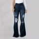 thumbnail image 1 of WILLBEST Pantalones Mujer Pantalones Vaqueros Rotos de Cintura Alta para Mujer, Acampanados, Elásticos, de Mezclilla, Cómodos, de Moda, Informales. Mediana, 1 of 8