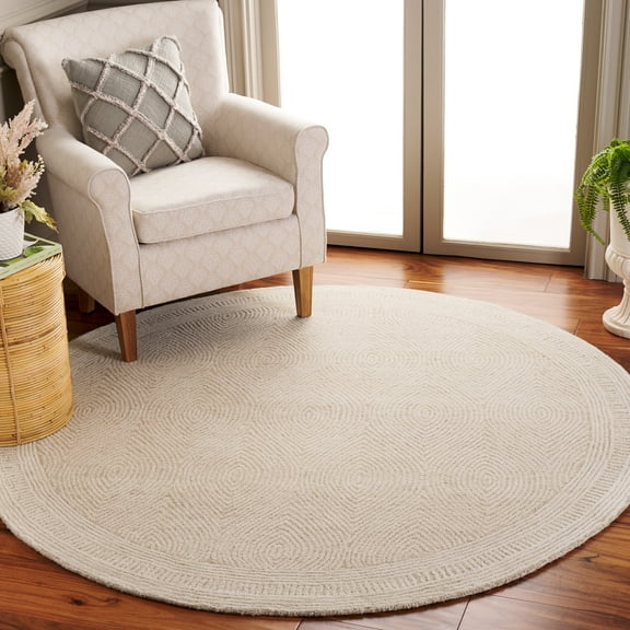 SAFAVIEH Abstract Caelestinus Ogee Wool Area Rug, Ivory/Beige, 10' x 10' Round