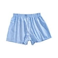 thumbnail image 2 of AKEGAMN Trendy Gingham Checkered Pure Cotton Breathable Sleepwear Shorts, Blue S-XL, 2 of 9