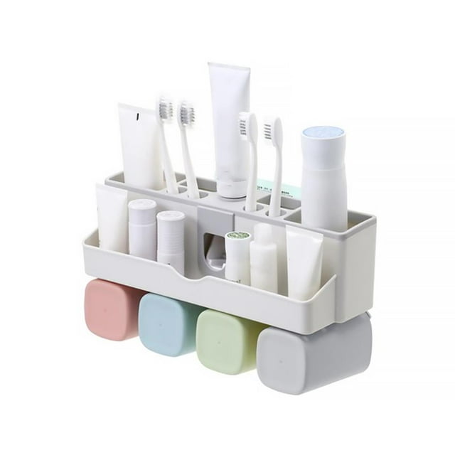 Soporte Para Cepillos De Dientes Baño Multifuncional Sin Taladros Montado En La Pared Estante Múltiples Estables Estante De Almacenamiento De Cosméticos Soporte De Almacenamiento Eigraketly HA018217-00