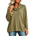 thumbnail image 3 of yillto Womens Cowl Neck Shirts Loose Long Sleeve Plain Blouses Fashion Dressy Work Tops Outfits, 3 of 6