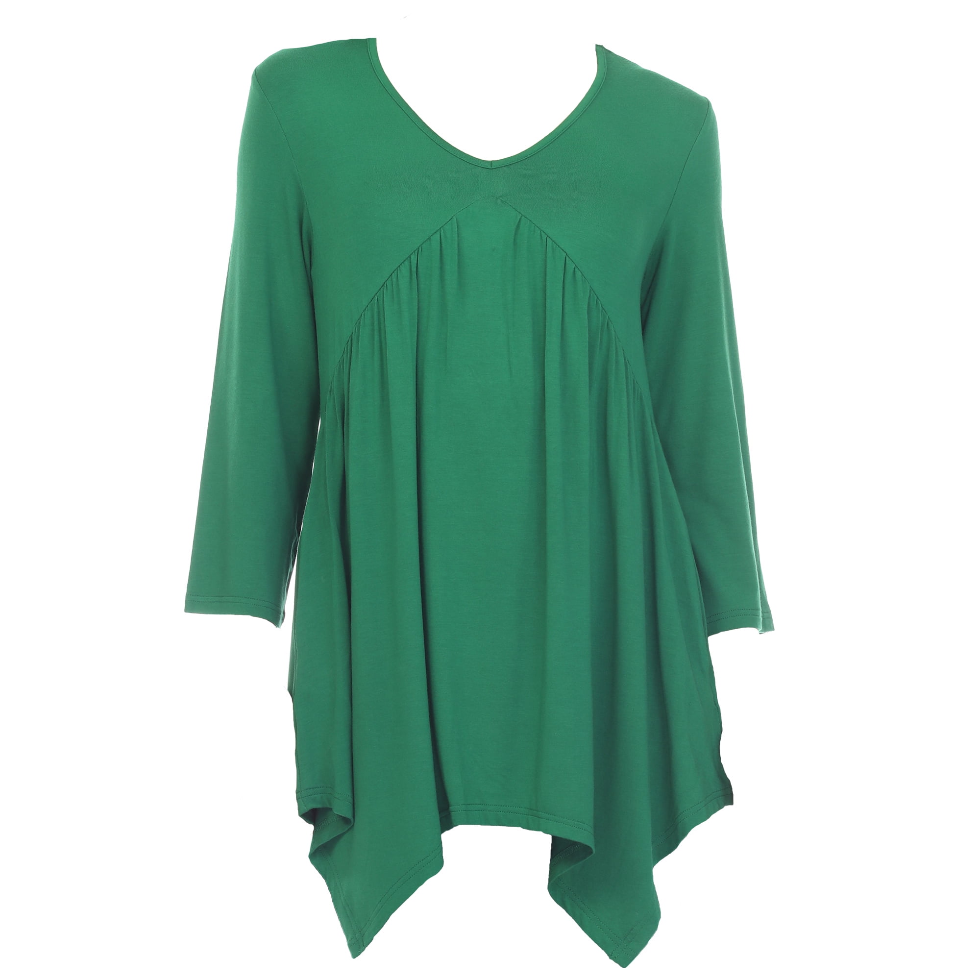 White Mark 3/4 Sleeve Empire Waist Top with Pockets (Women's & Women's Plus)