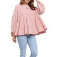 thumbnail image 2 of Gvmfive Women Casual Ruffles Round Neck Long Puff Sleeve Tops Blouse Shirt, 2 of 7