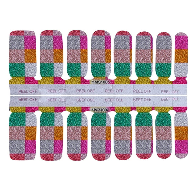 Nail Stickers Glitter Gradient Color Full Wraps Polish Stickers Decal Strips Self-Ashesive Nail Sticker Sets For Women Girls