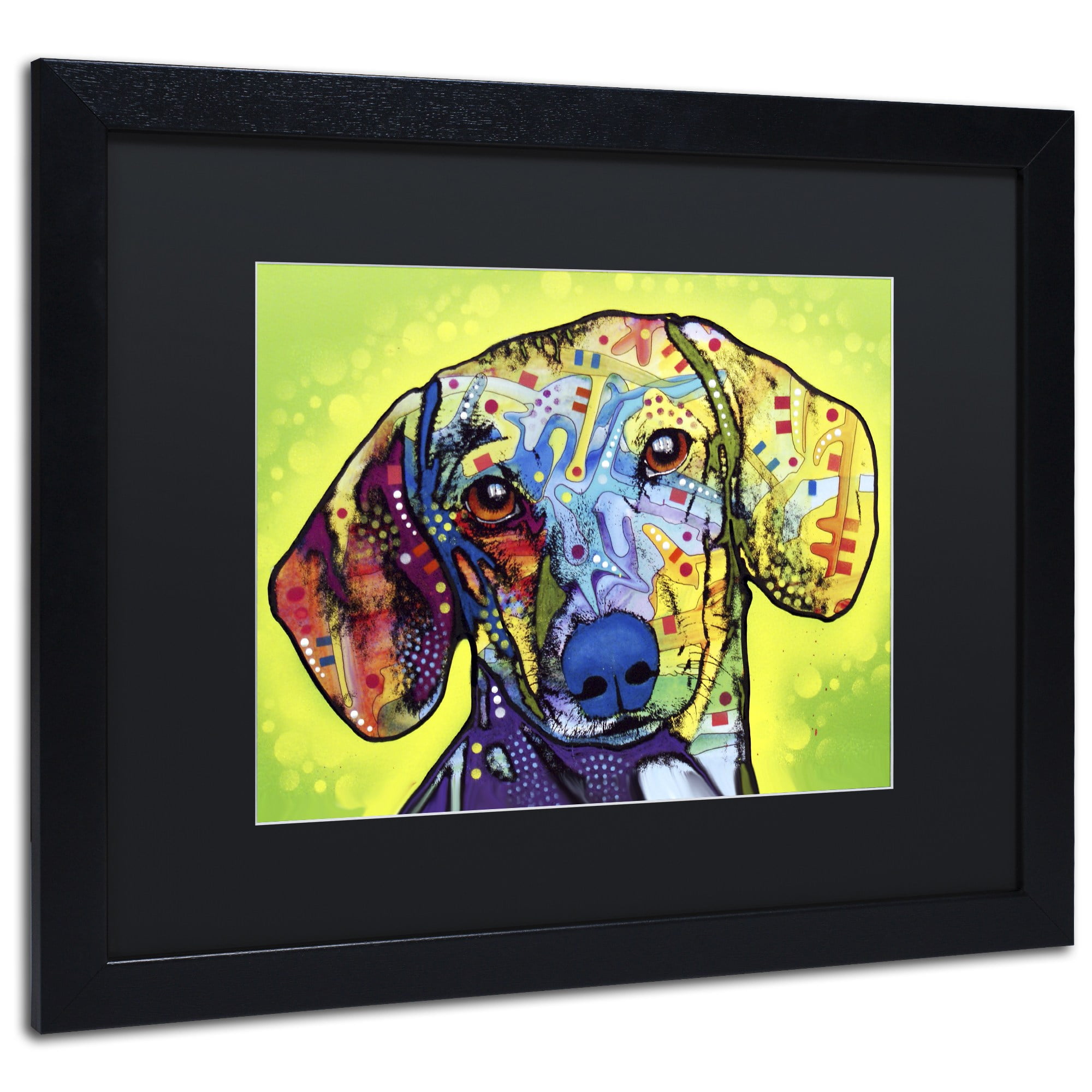 Trademark Fine Art "Dachshund" Canvas Art by Dean Russo, Black Matte, Black Frame