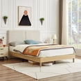 thumbnail image 1 of VECELO Full Size Upholstered Bed Frame with Adjustable Headboard, Strong Wood Slats Supports, No Box Spring Needed, Beige, 1 of 8