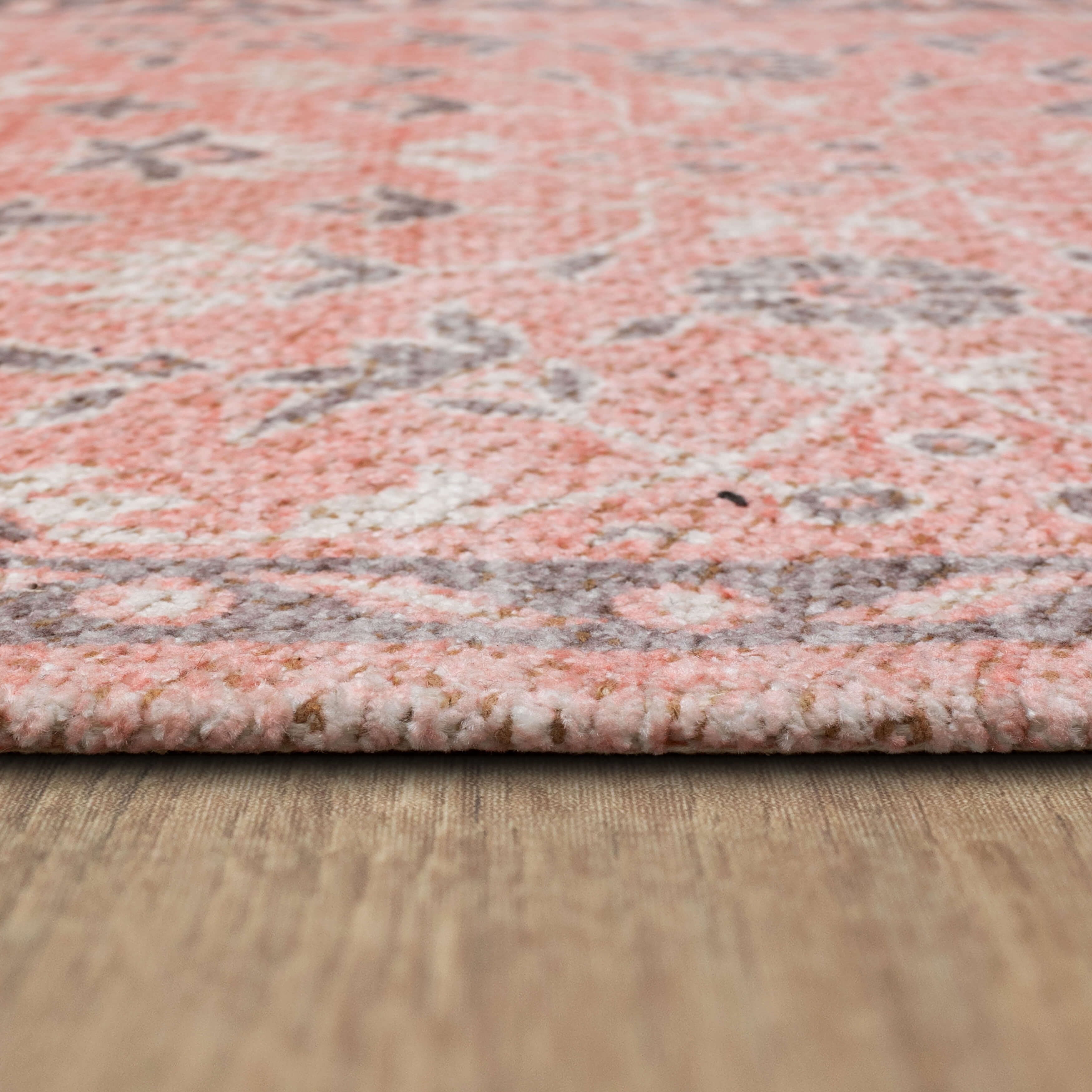 Mainstays Zula Jardin Low Pile Stain/Fade Resistant Polyester Indoor Runner Rug, Pink, 1'10" x 6'