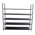 thumbnail image 2 of Rice 5-Tier Space Saving Shoe Rack, Fabric, Plastic and Metal, Black, 2 of 5