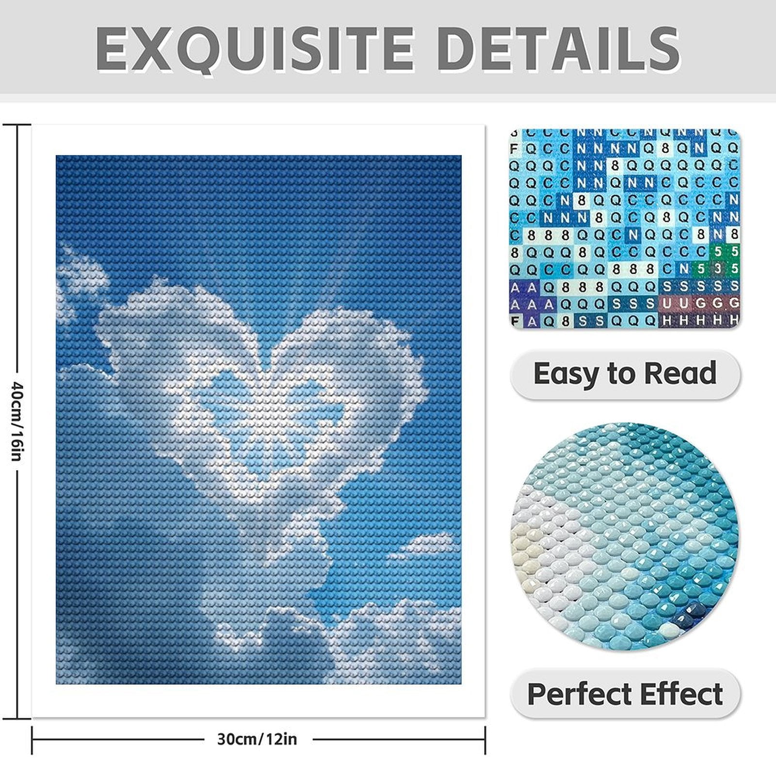 Diamond Art Kit for Adults, Heart Shaped Cloud Sunburst Sky Diamond Painting for Adults Beginners, 5D DIY Diamond Art Painting Kits, Colorful Diamond Painting Craft for Home Decor 12x16