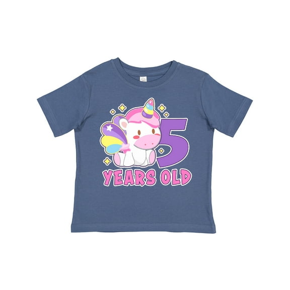 Inktastic 5 Years Old with Cute Unicorn Birthday Girls Toddler T-Shirt