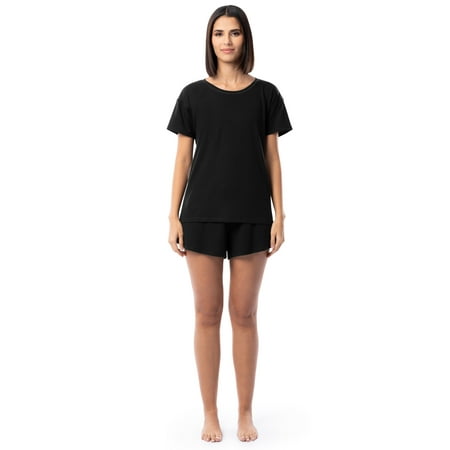 Fruit of the Loom Women's Soft and Breathable Short Sleeve Crew Top & Pajama Short Set, Sizes S-4X