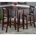 thumbnail image 3 of Winsome Wood Lynnwood 3-Pc Set, Drop Leaf Table & 2 V-Back Counter Stools, Walnut Finish, 3 of 4