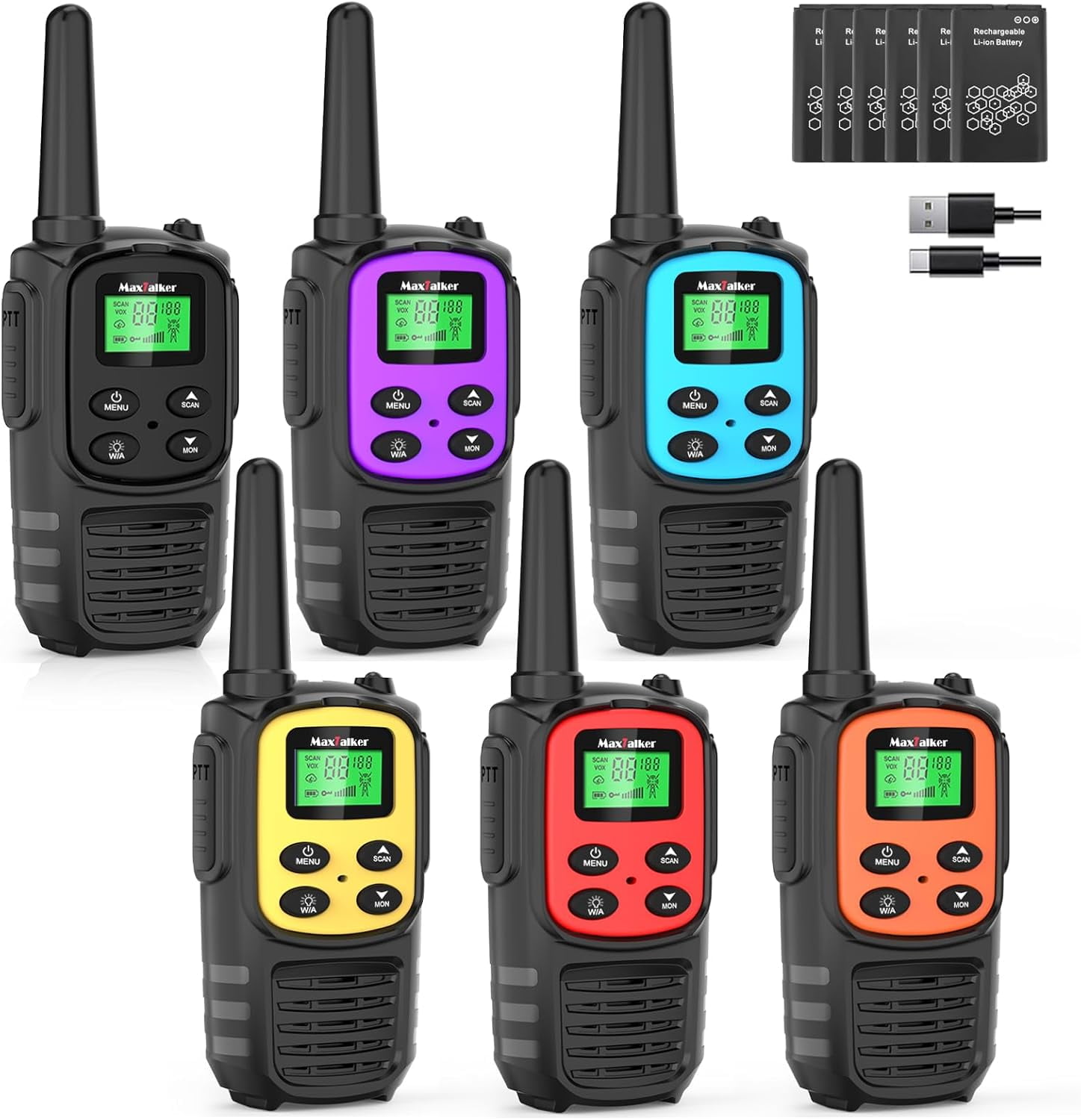 Talkie-walkie PMR446 Rechargeable – 16 Canaux – Portée Jusqu’à 1,5 Km – Avec Lampe LED – Lot De 2