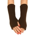 thumbnail image 2 of Alitao Fingerless Gloves Arm Sleeves Women Autumn And Winter Solid Color Multicolor Wool Long Striped Knit Half Finger Gloves Cycling Gloves Coffee One Size, 2 of 8