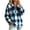 Blue, variant on Staron Plaid Hoodies for Women Casual Oversized Long Sleeve Hooded Sweatshirt Button Down Checkered Patterned Loose Comfy Fall Winter Coat Cardigan Jacket Army Green L