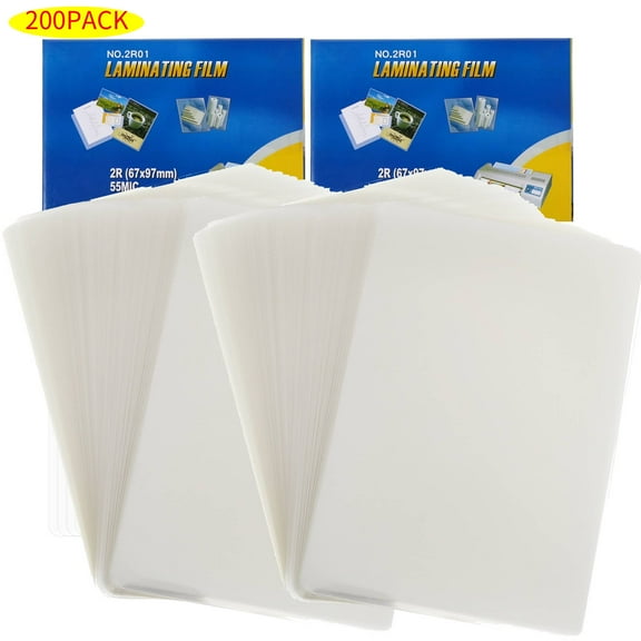 200Pack, Clear Thermal Laminating Plastic Paper Laminator Sheets, 3-In, 5.5mil