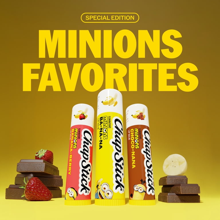 ChapStick Minions Lip Balm Set, Assorted Flavors, Kids Lip Balm, 3