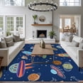 thumbnail image 3 of Cute Blue Space Area Rugs 6'x9', Washable Small Throw Rugs for Kitchen Dining room, Star Cartoon Spaceship Planet Indoor Outdoor Rug Non-Slip Low Pile Carpet Runner Reversible Floor Mats, 3 of 8
