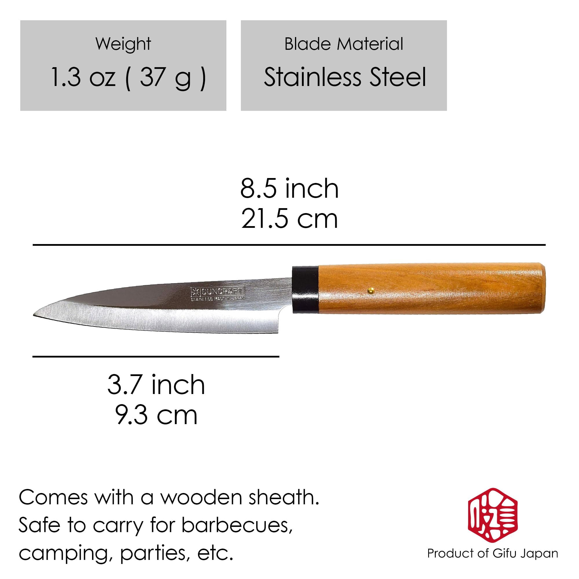 Small Fruit Knife with Wooden Sheath, 8.5-Inch Stainless Steel Utility Knife for Fruit and Vegetable Prep