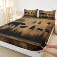 thumbnail image 3 of Homewish Cute Bear Bed Sheets,Woodland Animal King Sheets,Brown Black Sheet Set For Teens,Super Cozy Room Decor,4pcs, 3 of 7