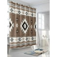 thumbnail image 3 of Boho Shower Curtain, Southwest Aztec Pattern Bathroom Decor Curtains Set with Hooks, Brown Waterproof Fabric Home Accessories， Stall 54 X 78 Inch, 3 of 6