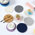 thumbnail image 5 of Green Cotton Woven Trivet Set with Holder, 7 inches Round Fabric Insulation Pads for Table Décor, 5 of 5