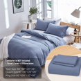 thumbnail image 2 of Queen,Washed Microfiber Haze Blue Queen Size Duvet Cover Set,Solid Color - Soft, 2 of 6
