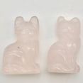 thumbnail image 5 of Adorable! 2 Rose Quartz Sitting Carved Cat Animal Beads | 21x14x10mm | Pink | 2 Beads, 5 of 11