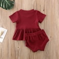 thumbnail image 1 of Baby Girls Summer Clothes Ruffle T Shirt Tops + Drawstring Shorts Outfit Set Cotton Clothing, 1 of 5