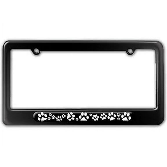 Paw Prints - White License Plate Frame