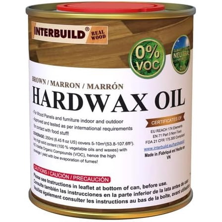 Interbuild Hardwax Oil - 8.45 oz Brown 100% VOC Free Food Safe Wood Sealer & Stain