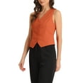thumbnail image 4 of Chaleco sin mangas de botón y cuello en V para mujer INSPIRE CHIC, color naranja, talla L, 4 of 6