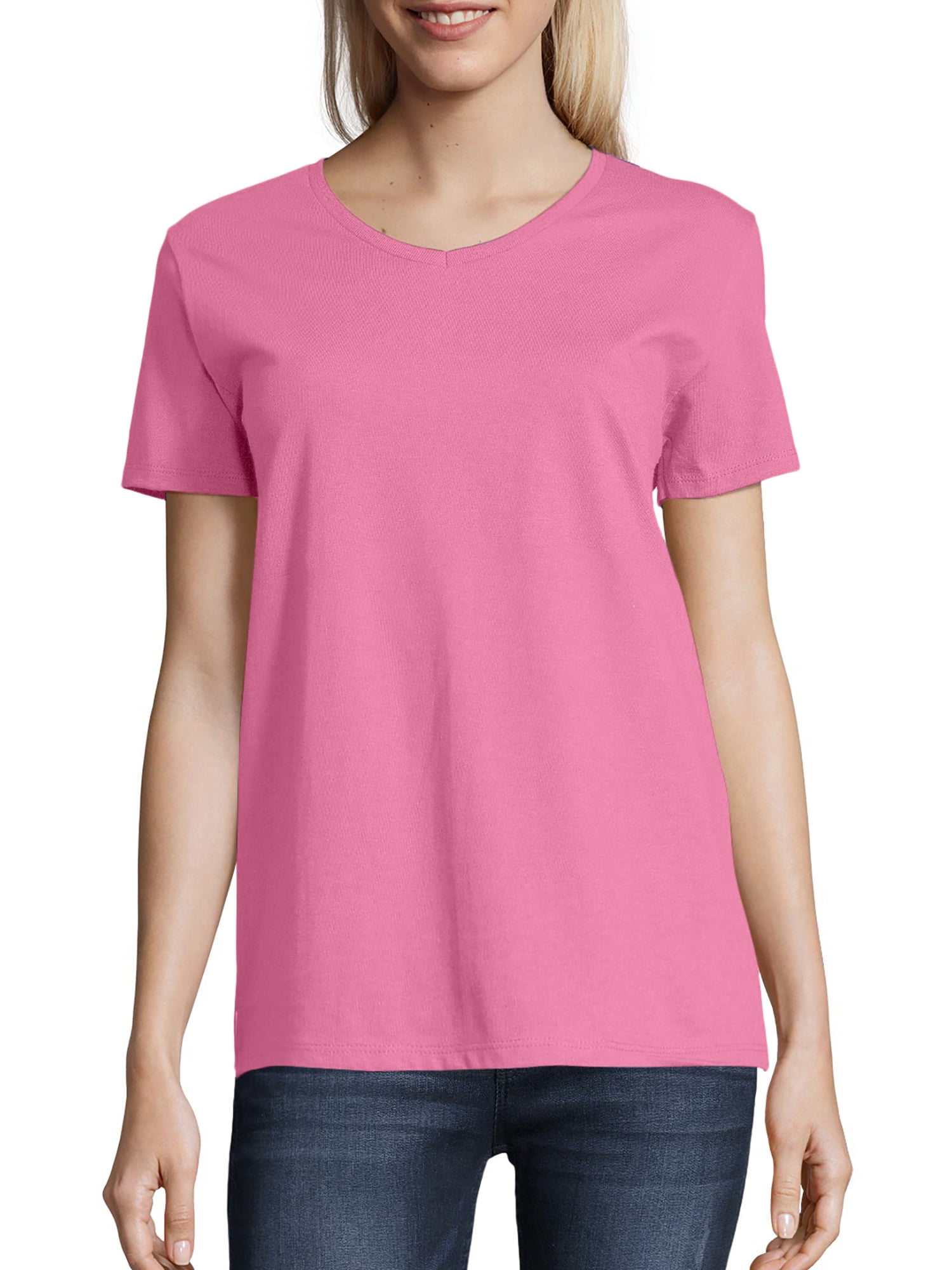 Hanes - Hanes Women's Relaxed Fit Tagless ComfortSoft Short Sleeve V ...