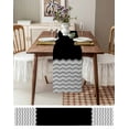 thumbnail image 6 of Black Grey Burlap Cotton Table Runner 13x90 Inches Long, Geometric Chevron Print Wavy Striped White Farmhouse Table Runners, Outdoor Dining Tablecloths Decor for Baby Shower/Party/Wedding, 6 of 6
