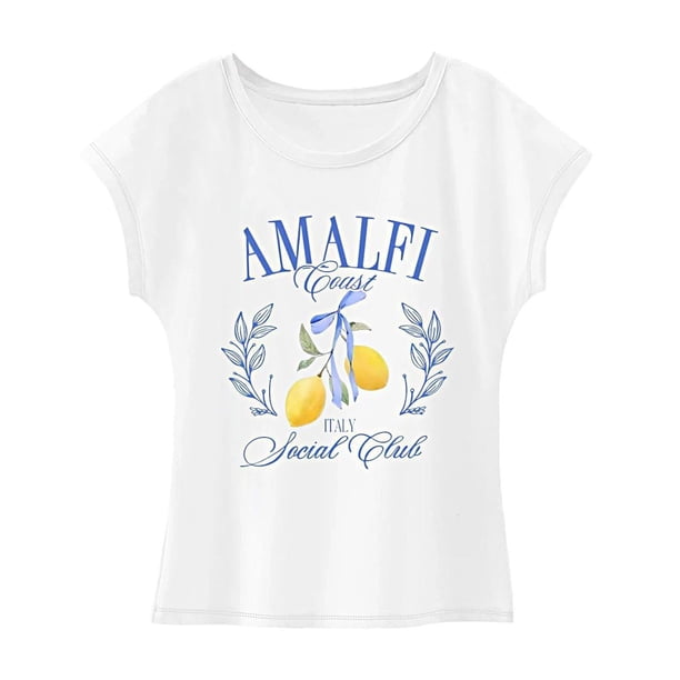 Camiseta para Mujer Verano Activewear Cómoda Camisa de Cuello Redondo para Viajes Vacaciones XL