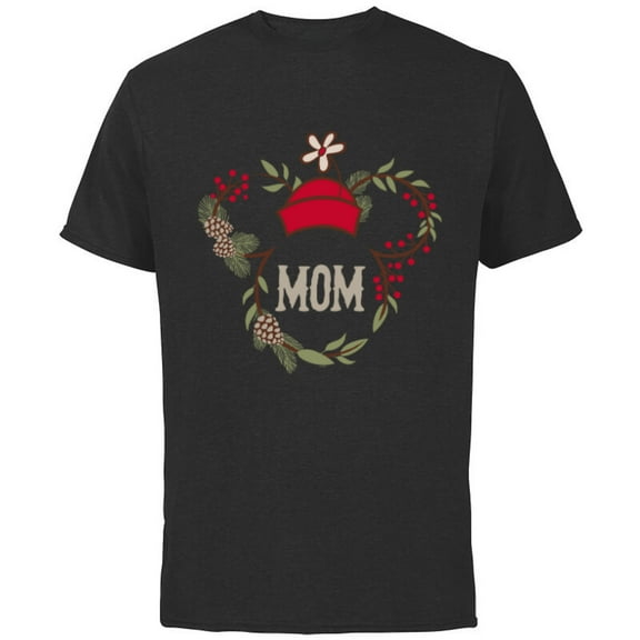 Disney Minnie Mouse Family Holiday (Mom) - Short Sleeve Cotton T-Shirt for Adults - Customized-Black