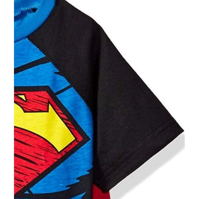 Justice League Superman Big Boys Cosplay T Shirt and Cape Toddler to Big Kid