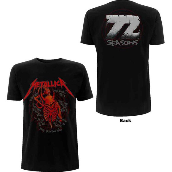 Metallica Unisex T-Shirt Skull Screaming Red 72 Seasons (Back Print)